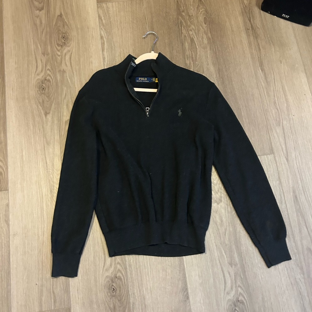 Ralph Lauren Men's Black Quarter Zip-Up Sweater